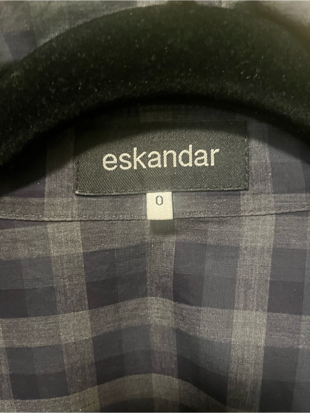 eskandar Navy and Gray Plaid Shirt Jacket
